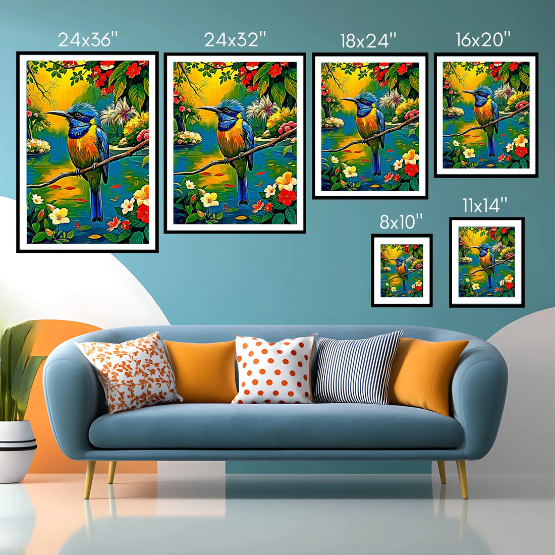 Turquoise Browed Motmot Eumomota Su-Framed Paper Print-452230 Visual Wall Art Framed Print