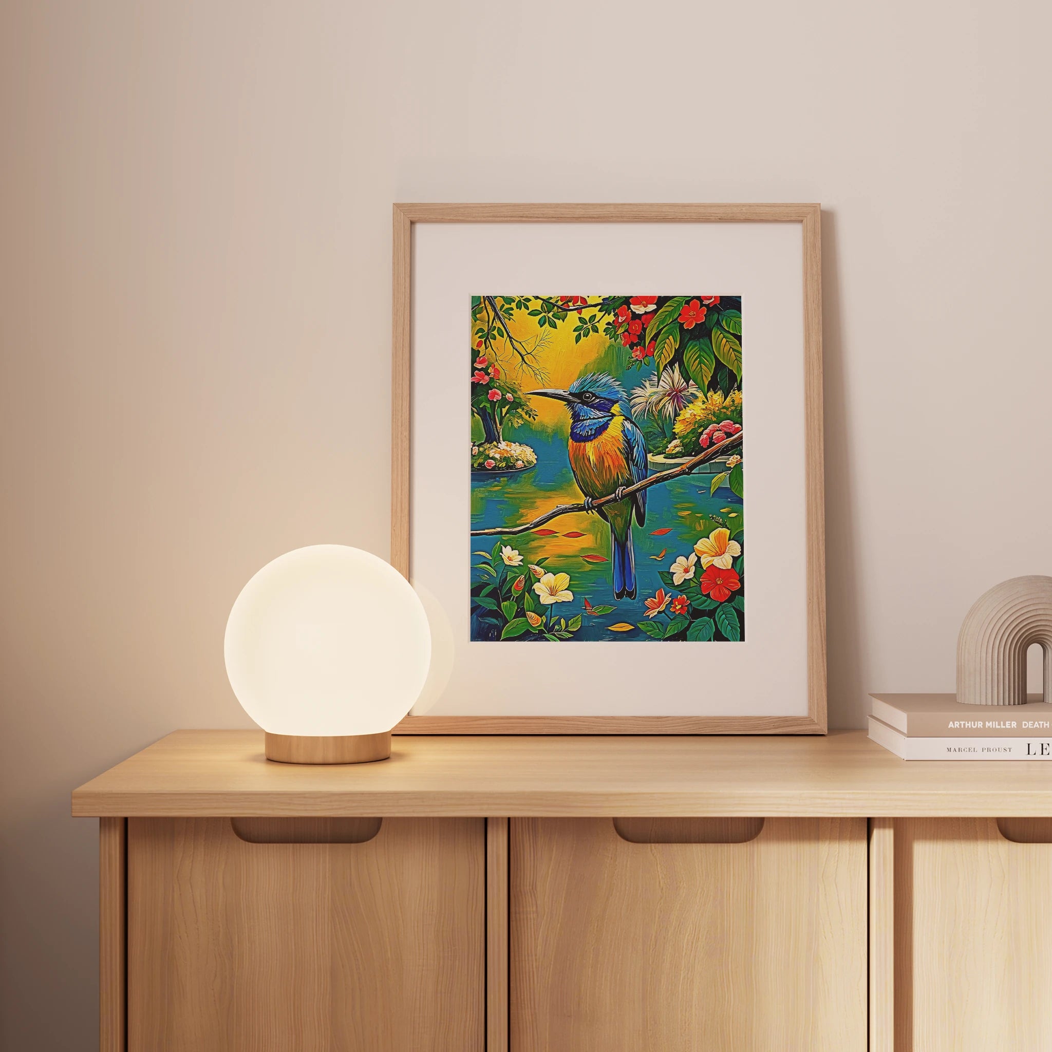 Turquoise Browed Motmot Eumomota Su-Framed Paper Print-452230 Visual Wall Art Framed Print