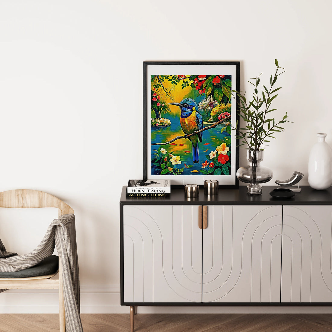 Turquoise Browed Motmot Eumomota Su-Framed Paper Print-452230 Visual Wall Art Framed Print