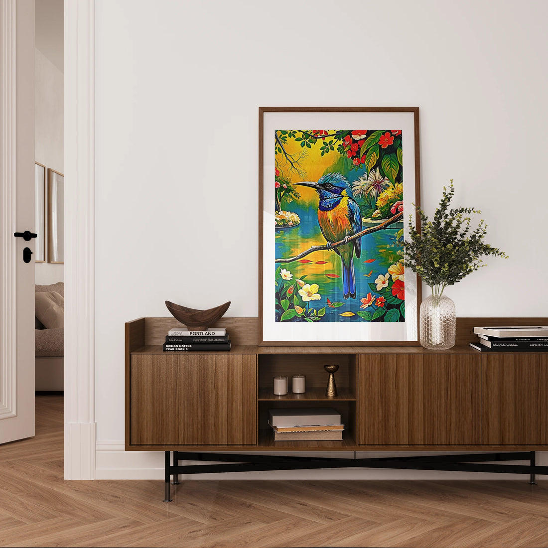 Turquoise Browed Motmot Eumomota Su-Framed Paper Print-452230 Visual Wall Art Framed Print