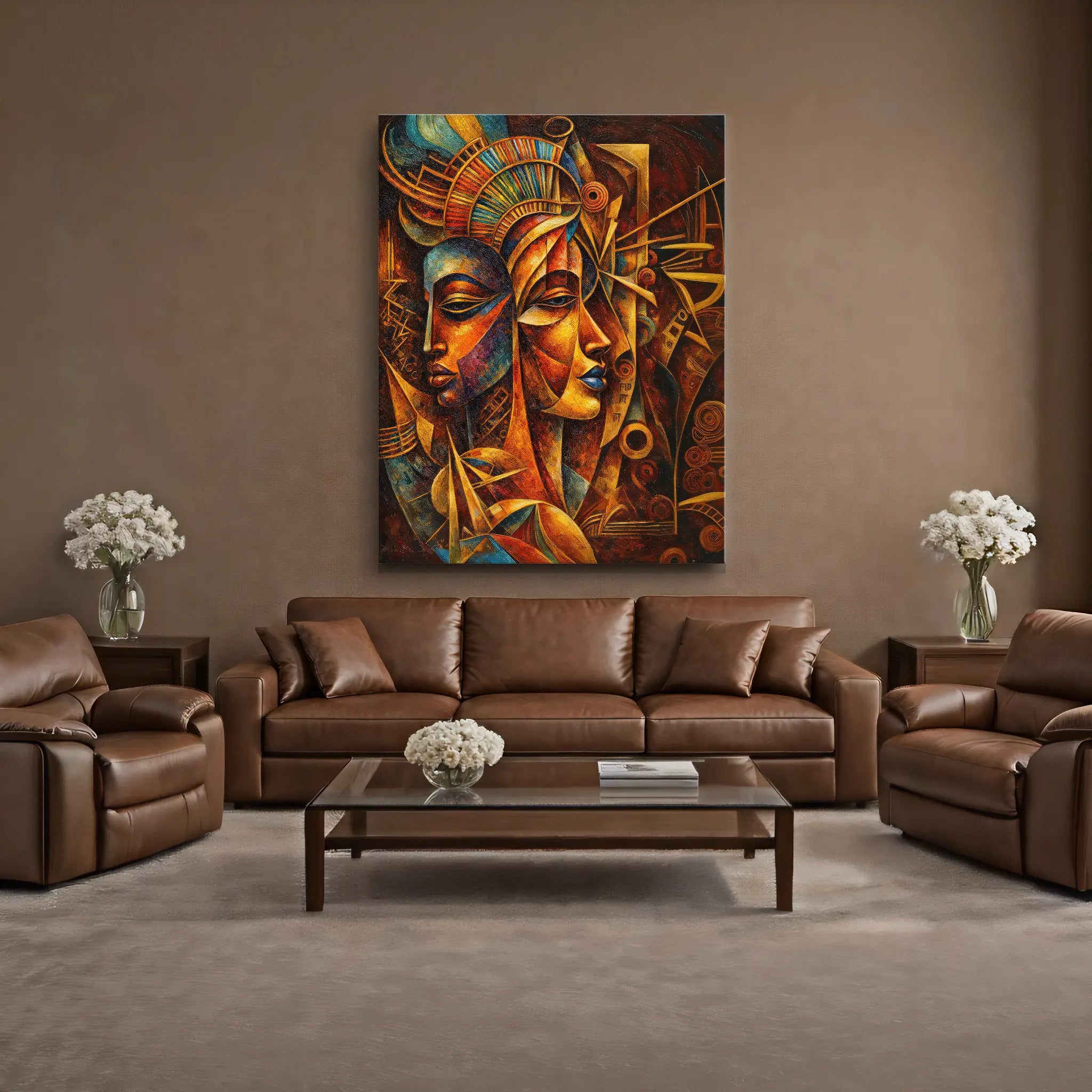 Twin Masks of Fire and Sky Giclée Prints 459022 Visual Wall Art AR3:4V-AR4:5V Giclée Print