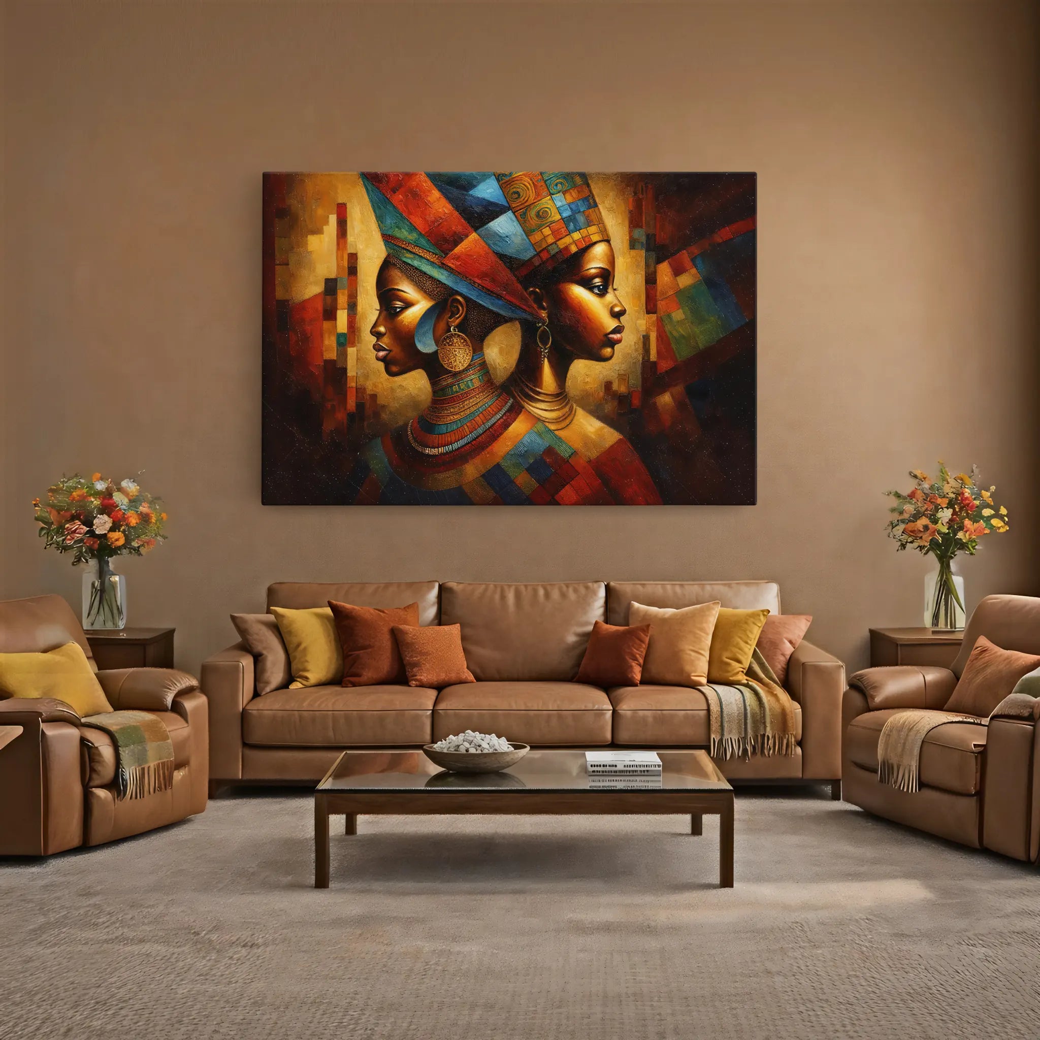 Twin Queens in Mosaic Crowns Giclée Print 329020 Visual Wall Art AR3:2H Giclée Print