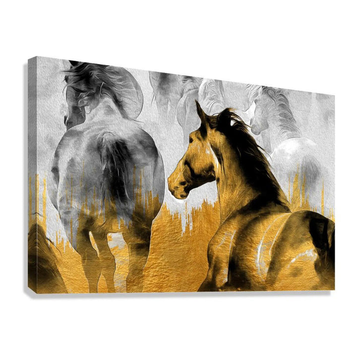 Two Horses Gold Giclée Print 32909 Giclée Stretched Canvas Print Visual Wall Art