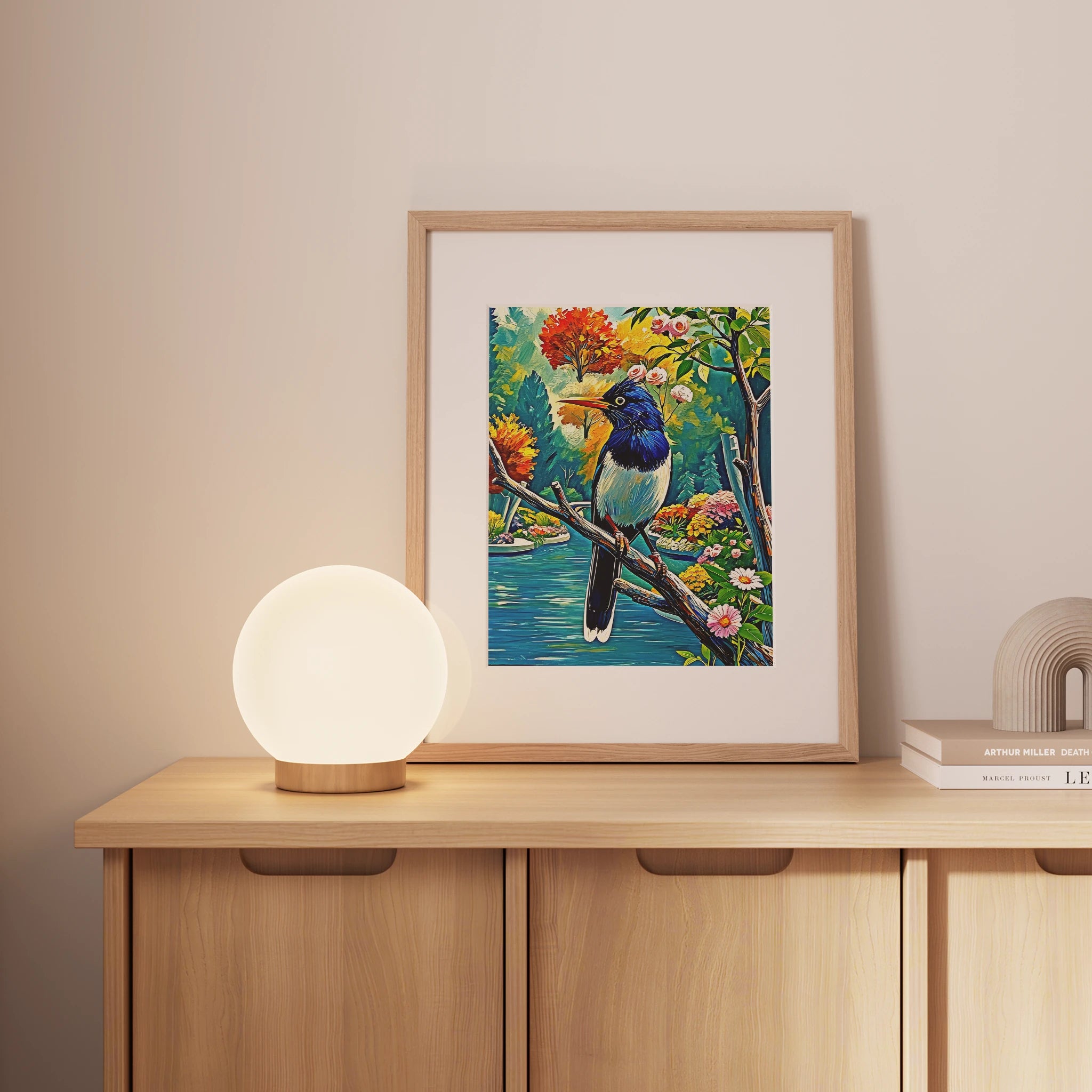 Urocissa erythroryncha-Red-billed Blue Magpie-Framed Paper Print-452262 Visual Wall Art Framed Print