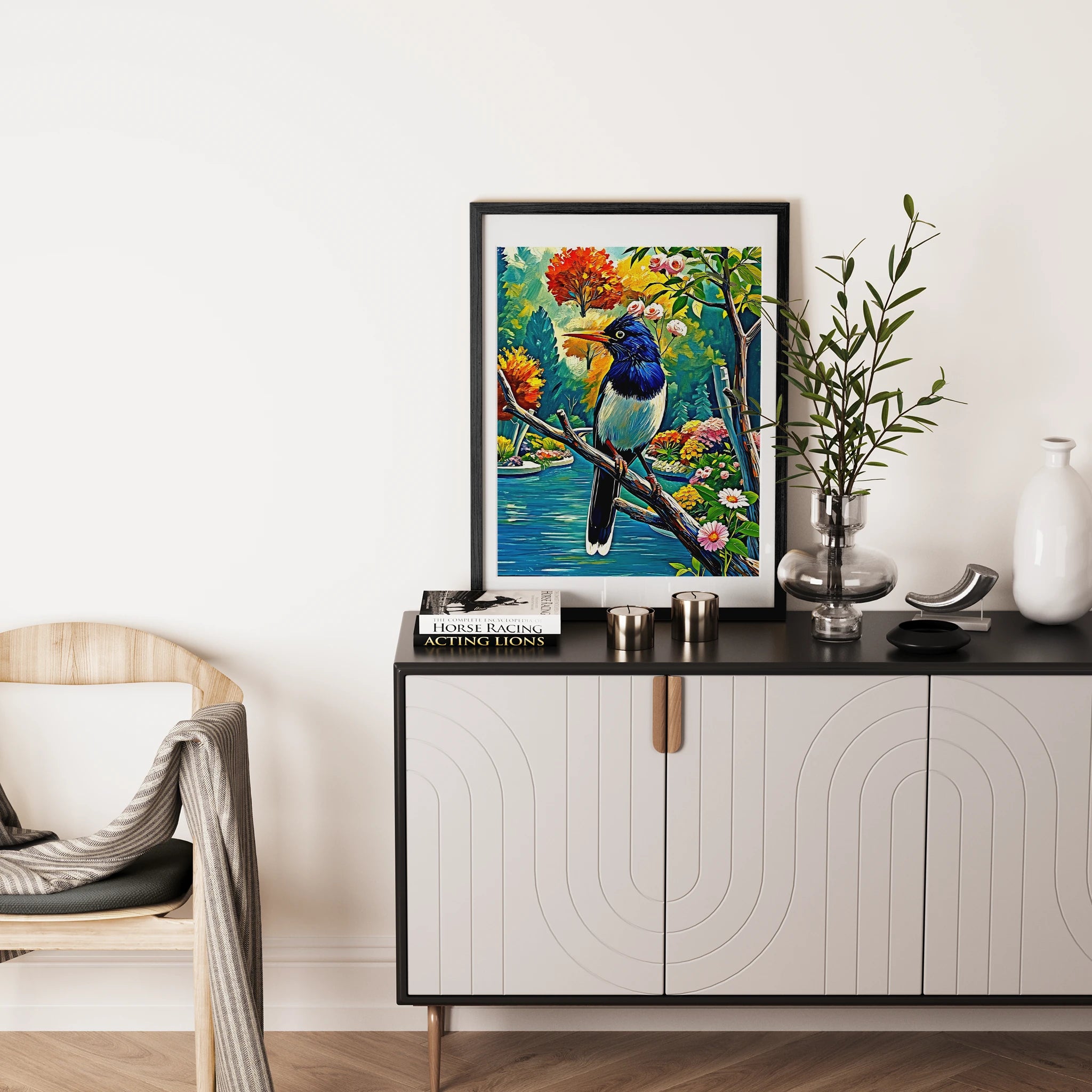 Urocissa erythroryncha-Red-billed Blue Magpie-Framed Paper Print-452262 Visual Wall Art Framed Print