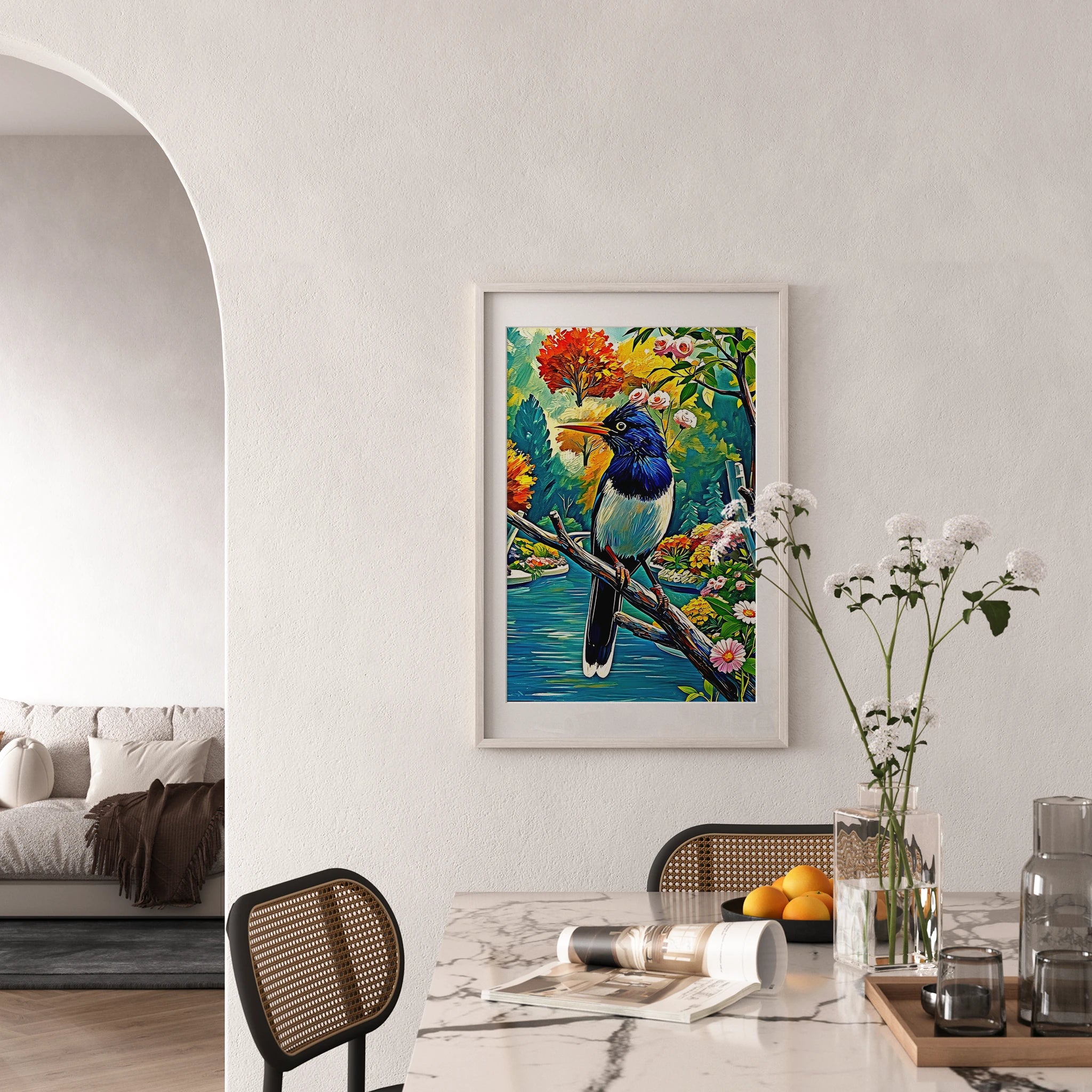 Urocissa erythroryncha-Red-billed Blue Magpie-Framed Paper Print-452262 Visual Wall Art Framed Print