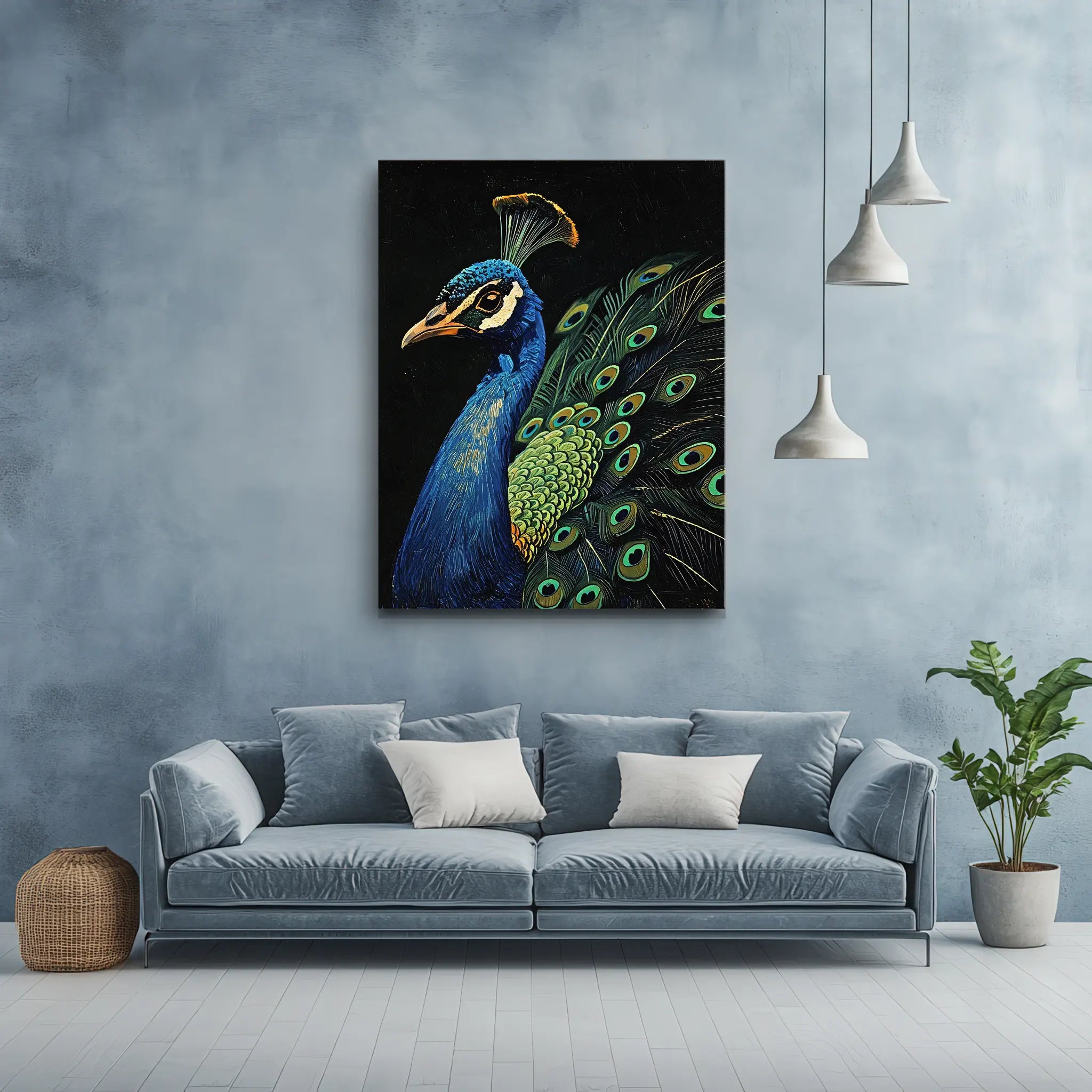 Vibrant Feather Fusion Peacock Giclée Print 454646 Visual Wall Art AR3:4V-AR4:5V Giclée Print