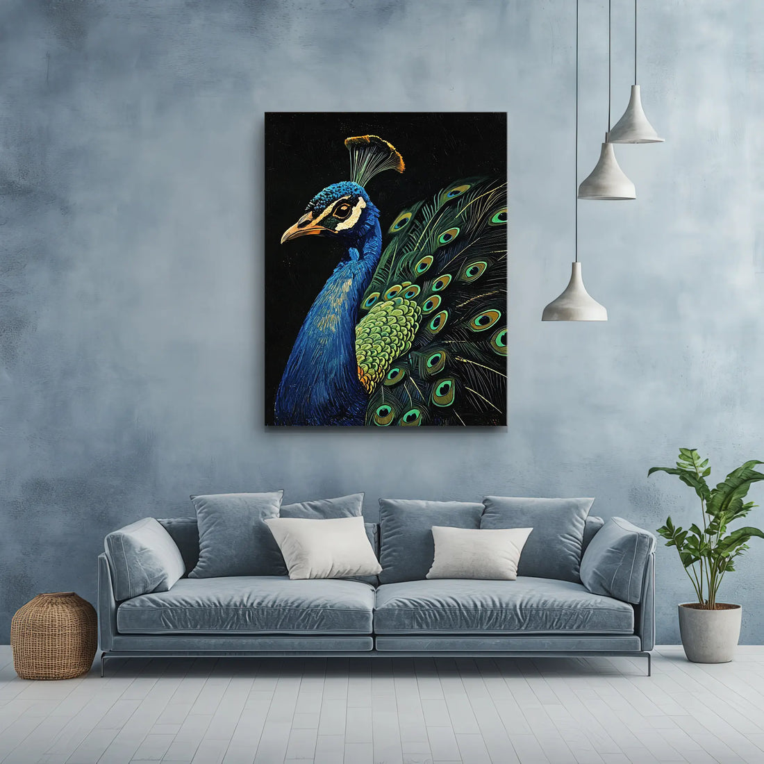 Vibrant Feather Fusion Peacock Giclée Print 454646 Visual Wall Art AR3:4V-AR4:5V Giclée Print