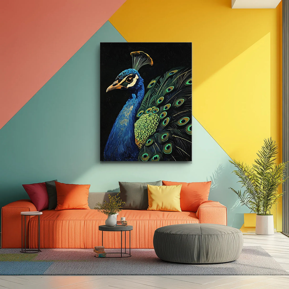 Vibrant Feather Fusion Peacock Giclée Print 454646 Visual Wall Art AR3:4V-AR4:5V Giclée Print