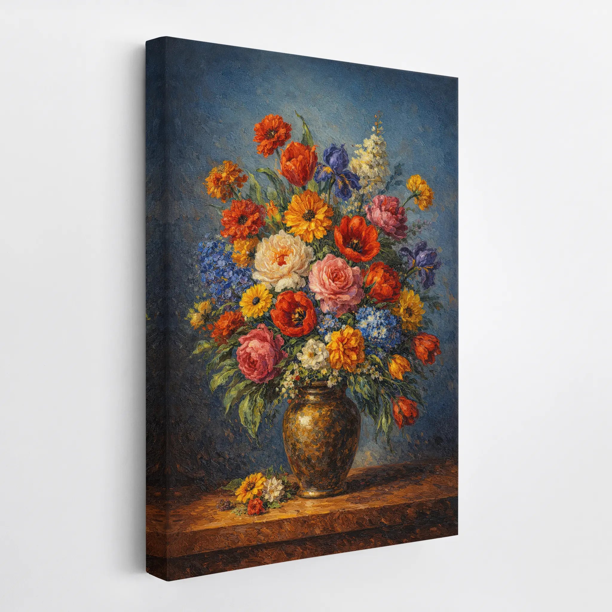 Vibrant Floral in a Golden Vase Still Life Giclée Print 232004 Visual Wall Art AR2:3V Giclée Print