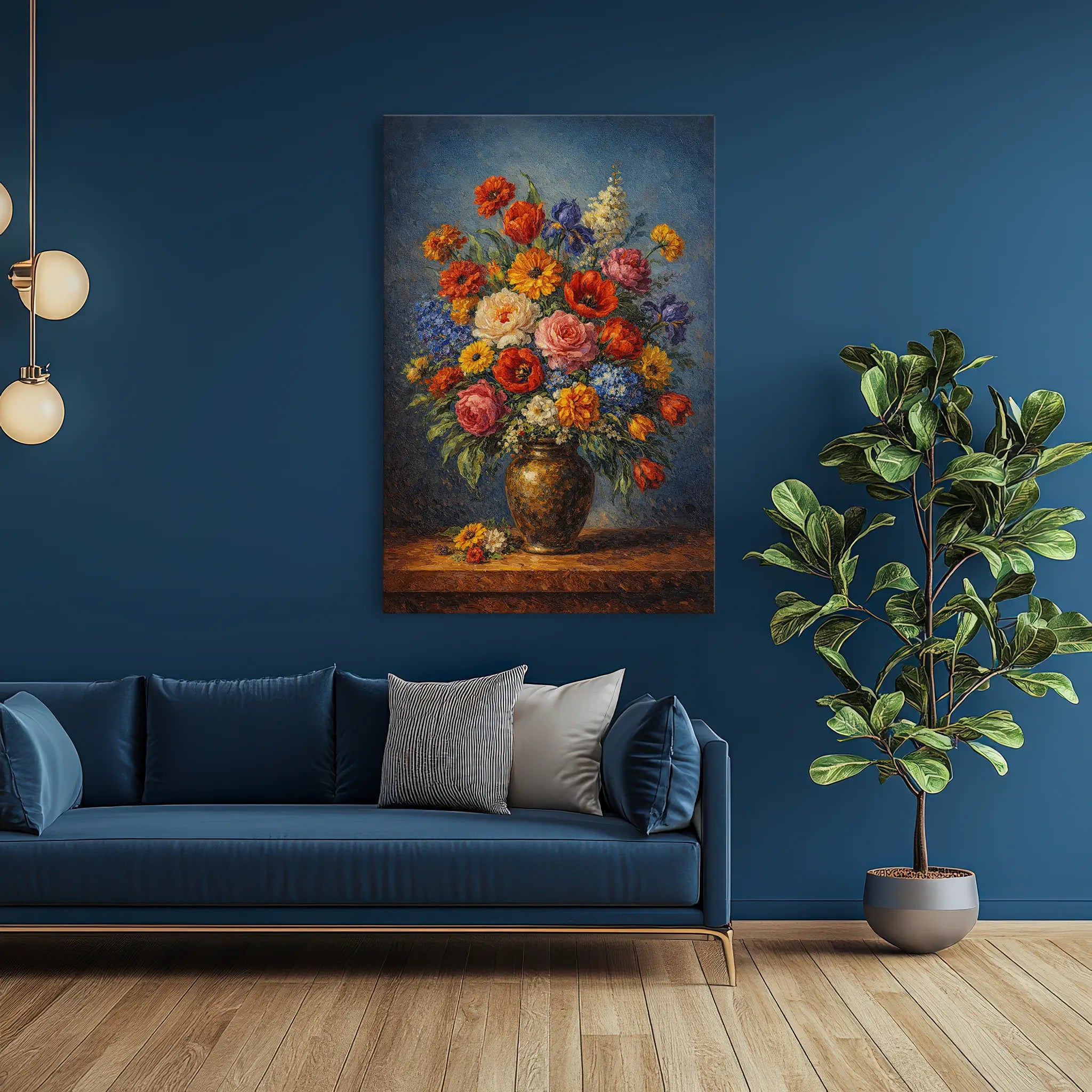 Vibrant Floral in a Golden Vase Still Life Giclée Print 232004 Visual Wall Art AR2:3V Giclée Print