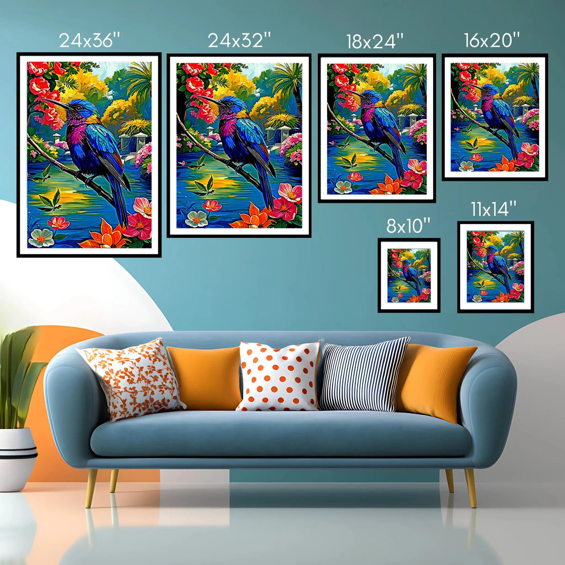 Violet Sabrewing Campylopterus Hemile-Framed Paper Print-452200 Visual Wall Art Framed Print