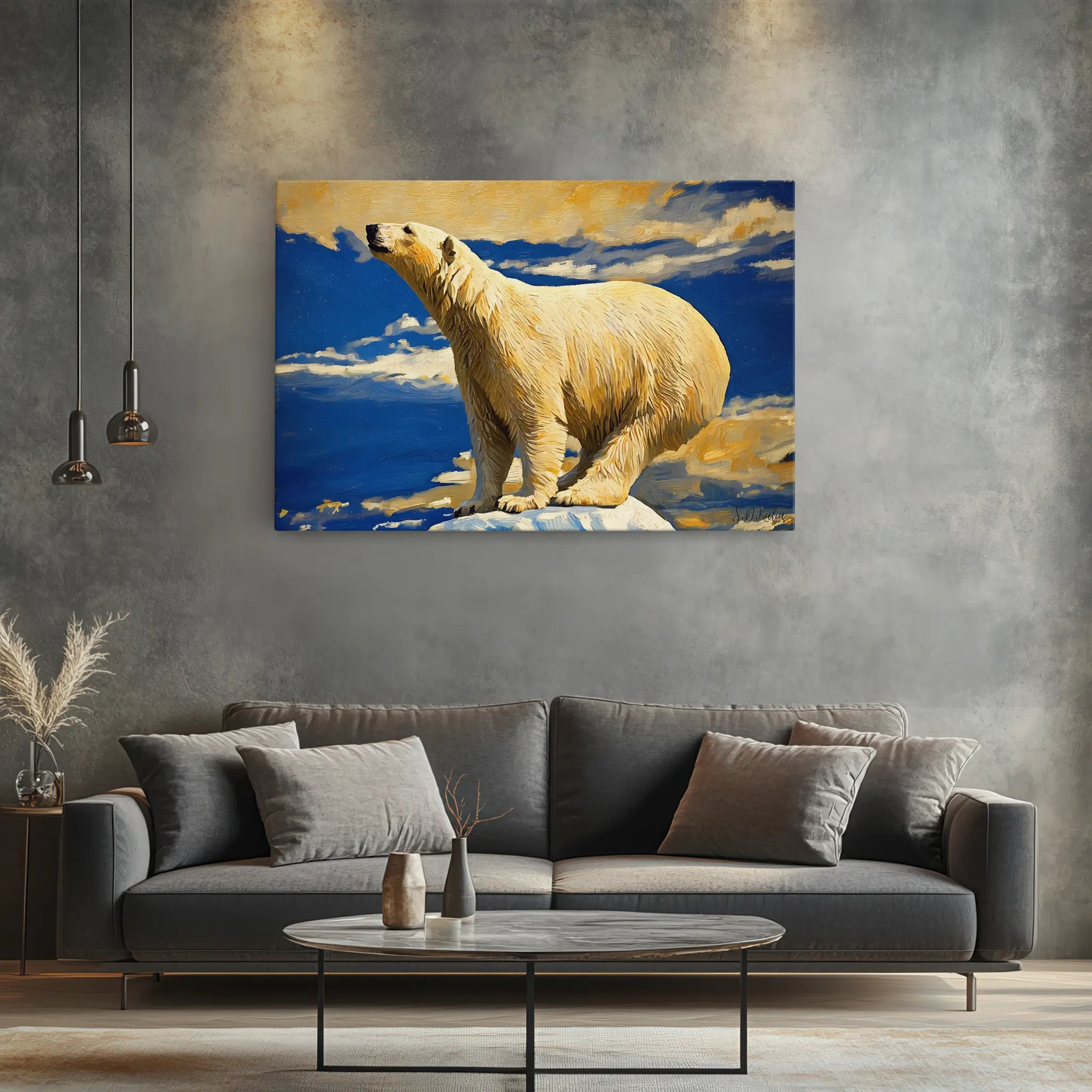 White Polar Bear Standing on Ice Floe Giclée Print 321014 Visual Wall Art AR3:2H Giclée Print