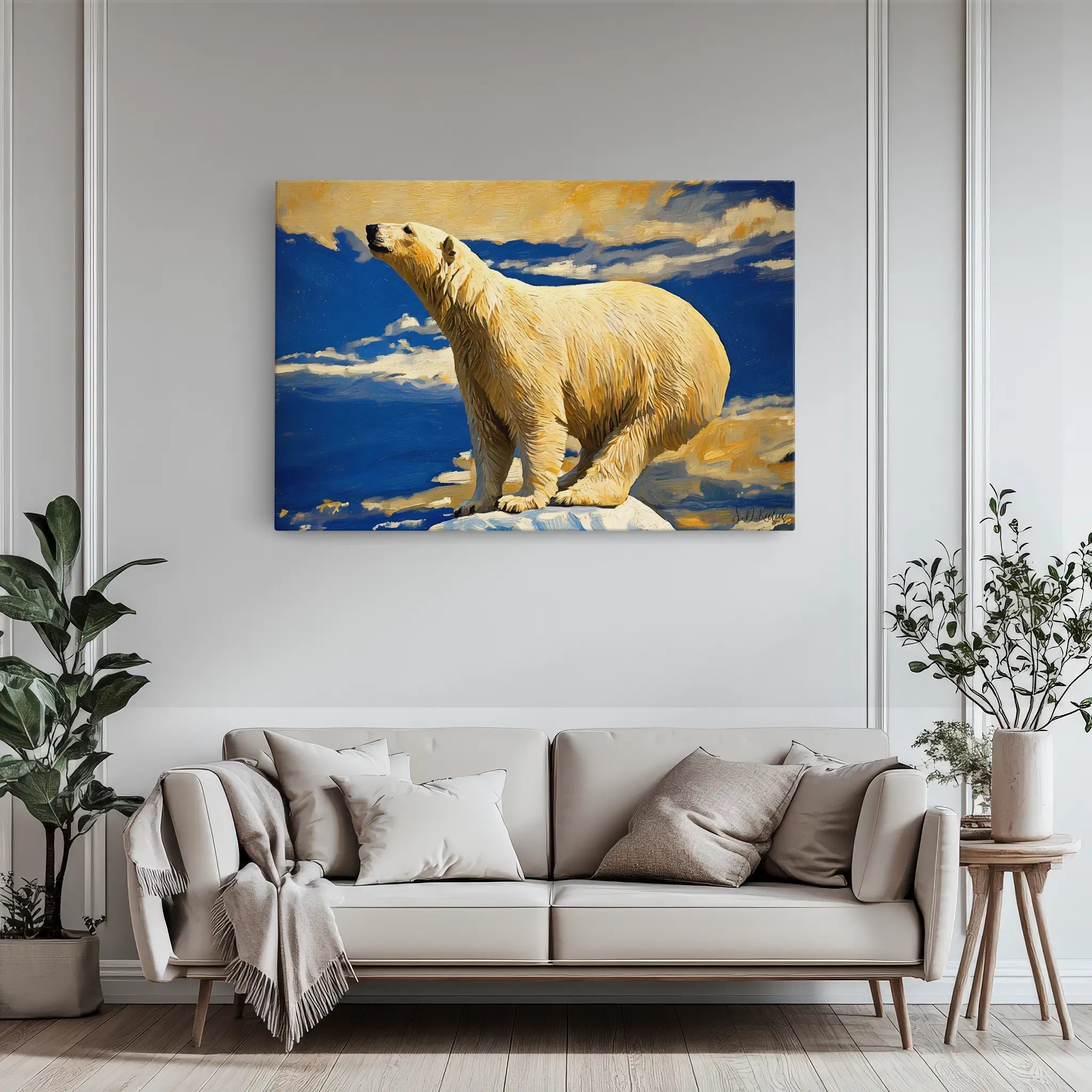 White Polar Bear Standing on Ice Floe Giclée Print 321014 Visual Wall Art AR3:2H Giclée Print