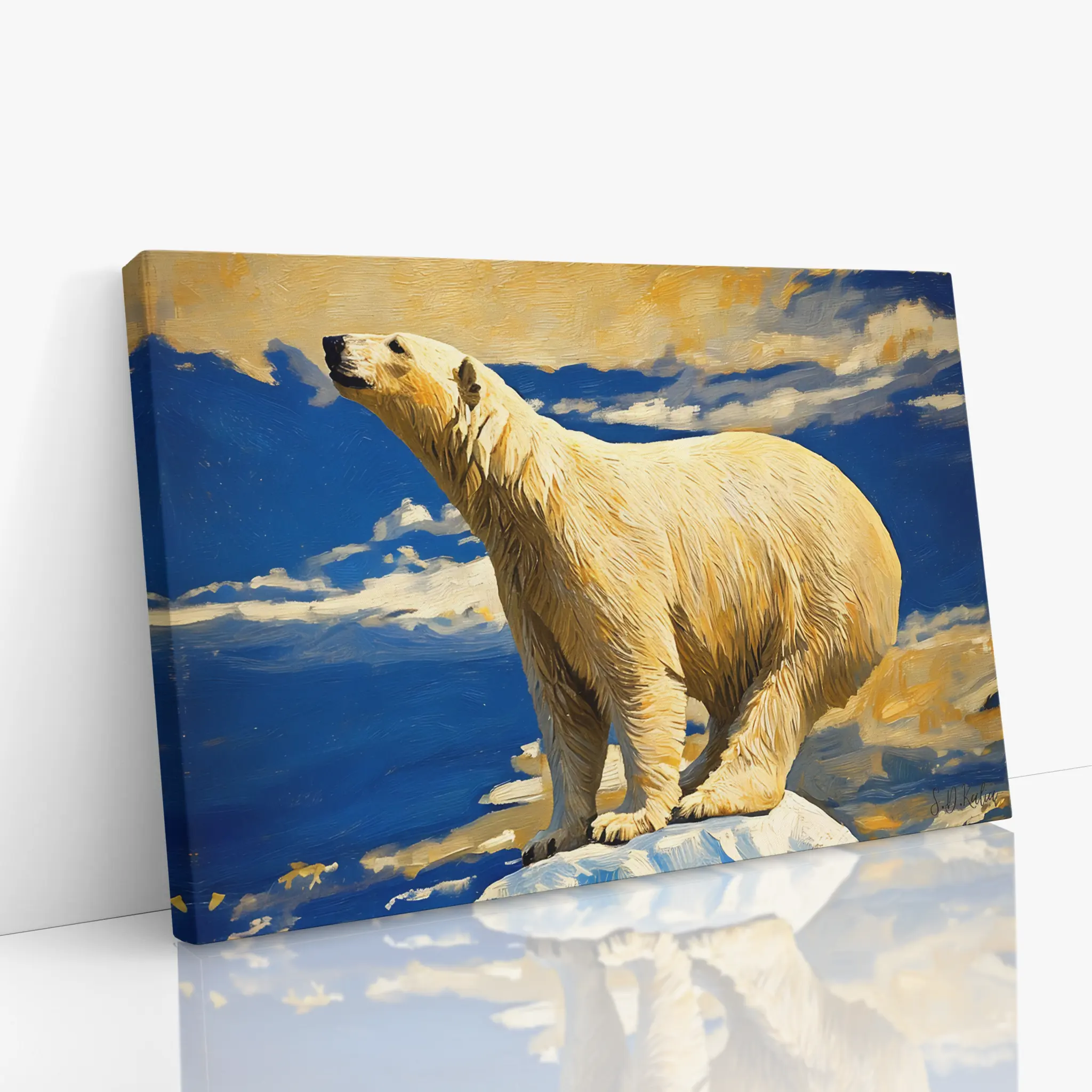 White Polar Bear Standing on Ice Floe Giclée Print 321014 Visual Wall Art AR3:2H Giclée Print