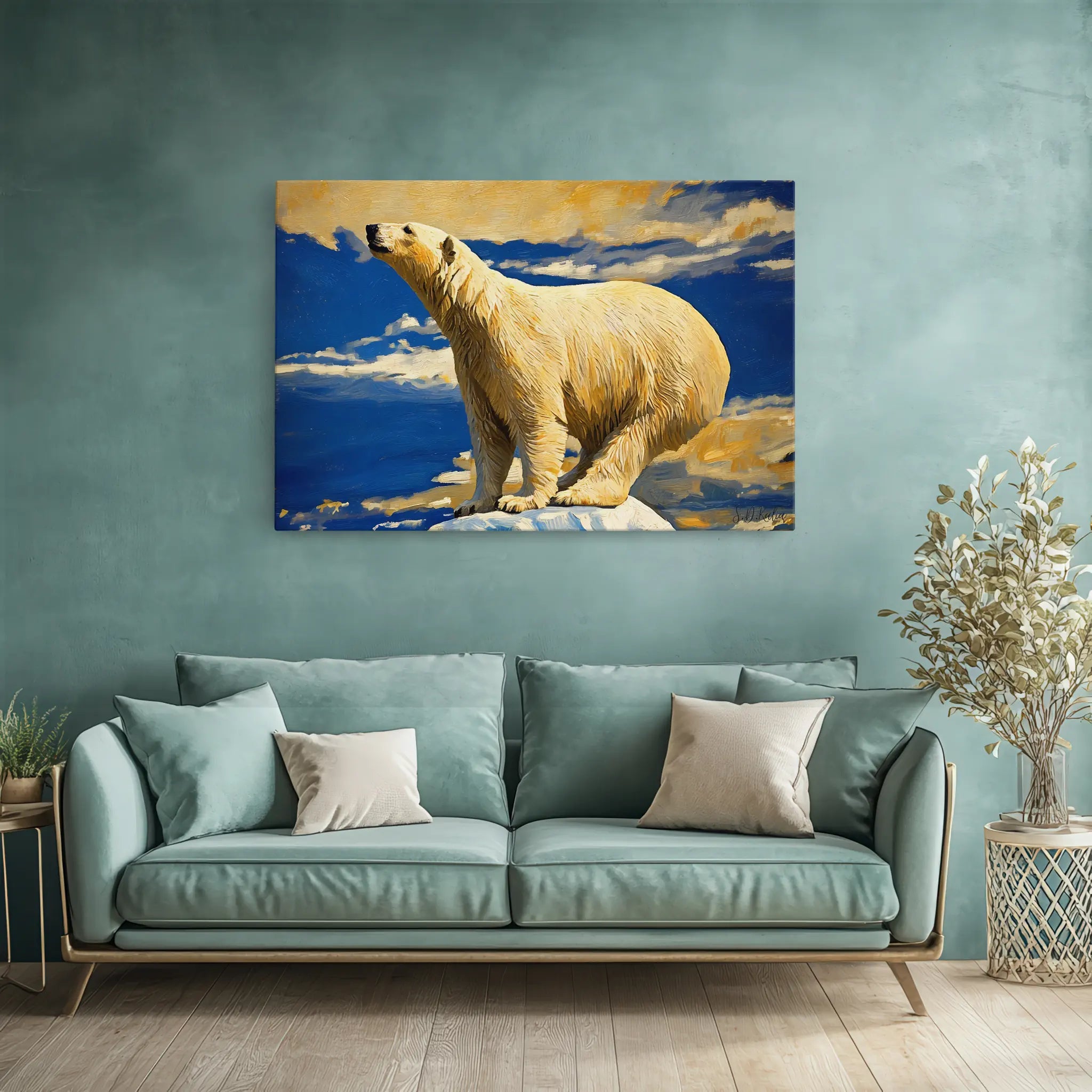 White Polar Bear Standing on Ice Floe Giclée Print 321014 Visual Wall Art AR3:2H Giclée Print