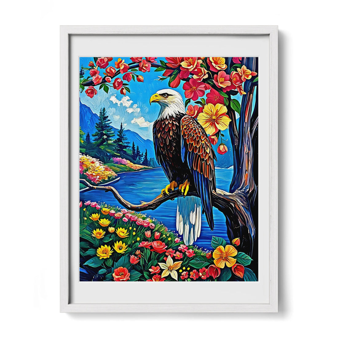 White Headed Sea Eagle-Bald Eagle-Framed Paper Print-452205 Visual Wall Art Framed Print