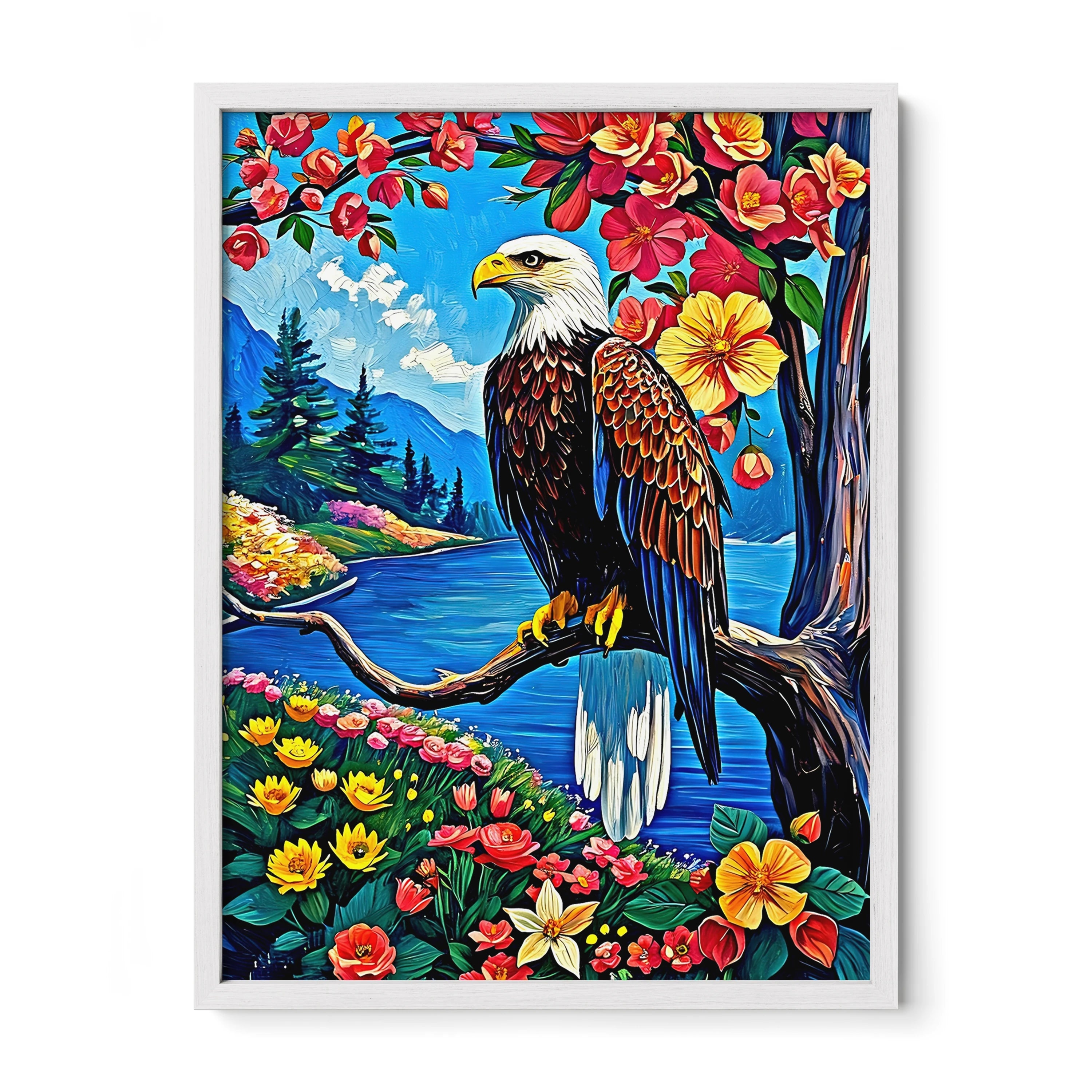 White Headed Sea Eagle-Bald Eagle-Framed Paper Print-452205 Visual Wall Art Framed Print