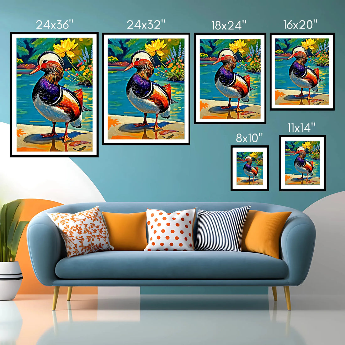 Yuanyang Mandarin Duck Aix Galericulata-Framed Paper Print-452202 Visual Wall Art Framed Print