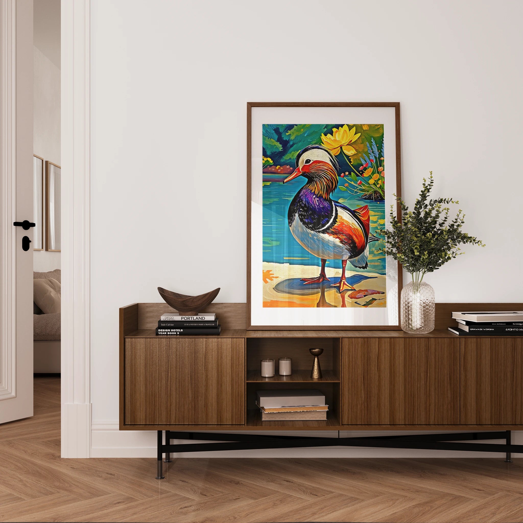 Yuanyang Mandarin Duck Aix Galericulata-Framed Paper Print-452202 Visual Wall Art Framed Print