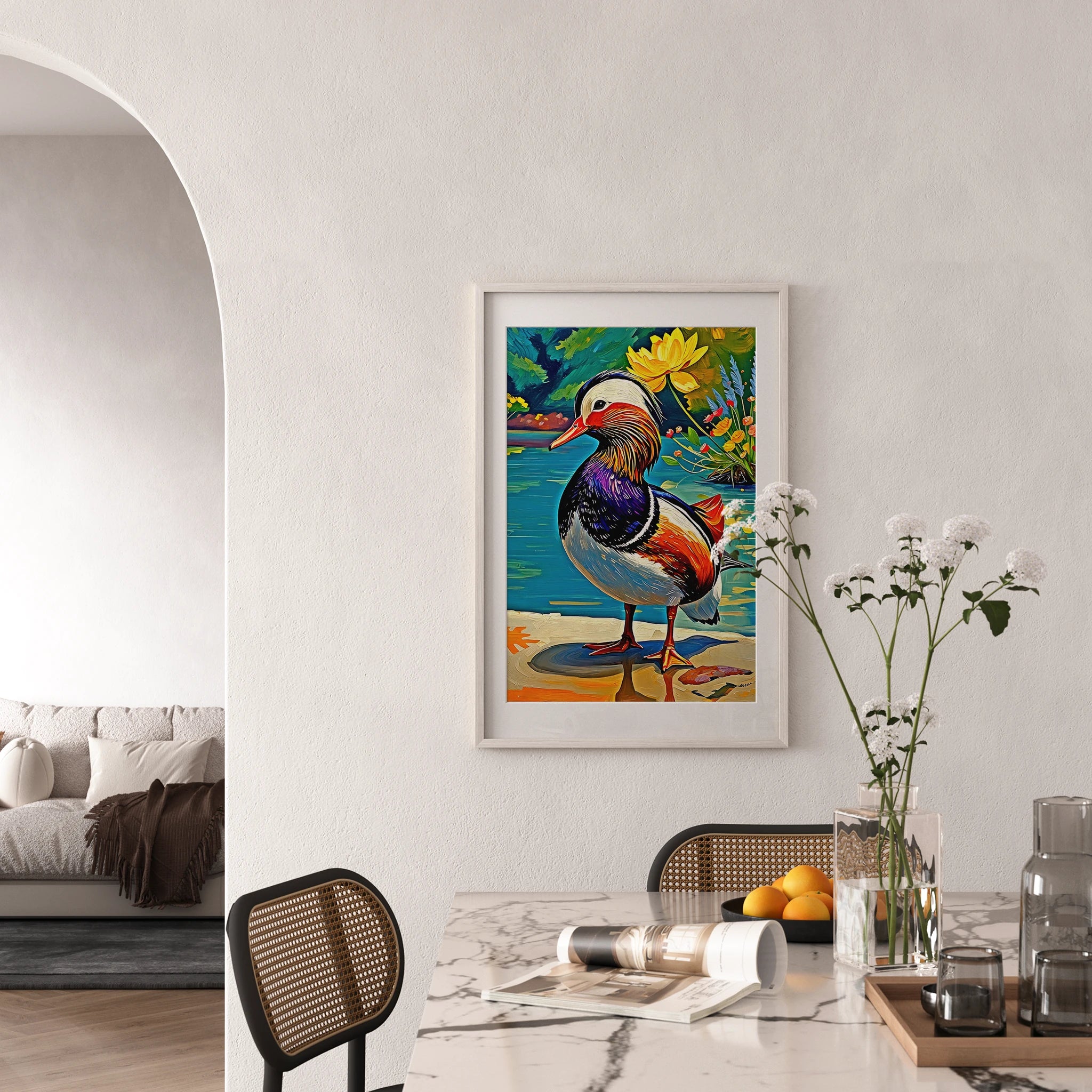 Yuanyang Mandarin Duck Aix Galericulata-Framed Paper Print-452202 Visual Wall Art Framed Print