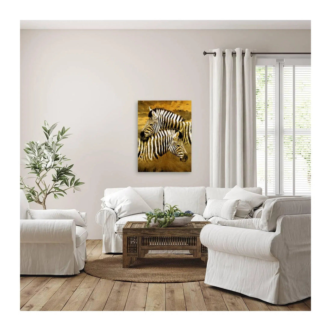 Zebras Love Gold Giclée Print 34921 Visual Wall Art