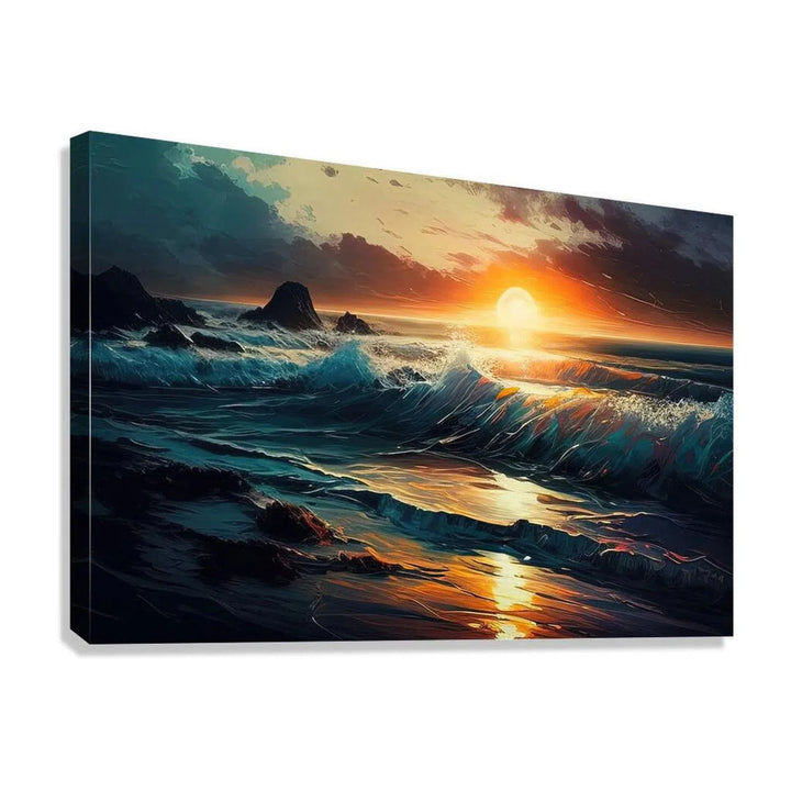 A Moment At Seacoast Sunrise, Ocean Art Print 32500 Giclée Stretched Canvas Print Visual Wall Art