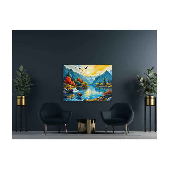 A Serene Mountain Lake Nature Art Print 43702 Visual Wall Art