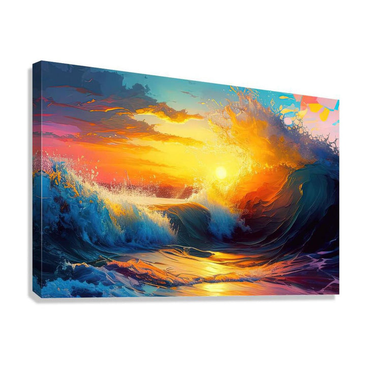 A Surface Wave, Sea Tidal Waves Sunset Ocean Art Print 32501 Giclée Stretched Canvas Print Visual Wall Art