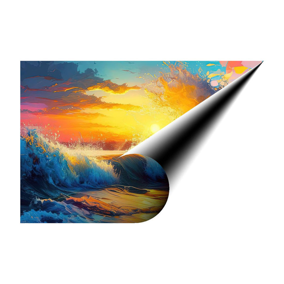 A Surface Wave, Sea Tidal Waves Sunset Ocean Art Print 32501 Giclee Rolled Canvas Print Visual Wall Art