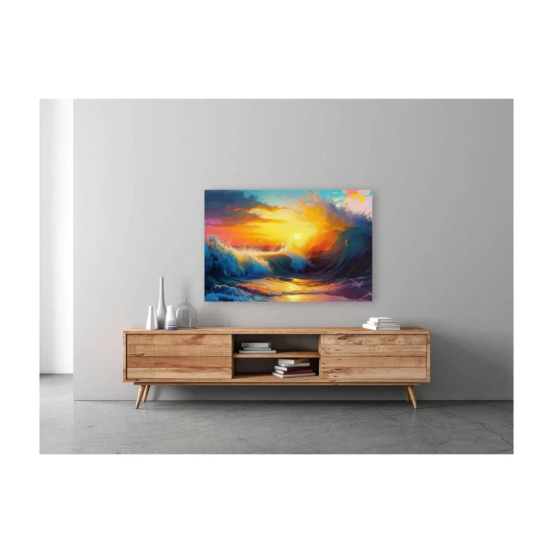 A Surface Wave, Sea Tidal Waves Sunset Ocean Art Print 32501 Visual Wall Art