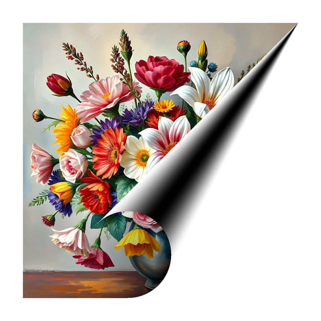 A Vase Of An Array Of Flowers Still Life Print-11901 Giclée Rolled Canvas Print Visual Wall Art