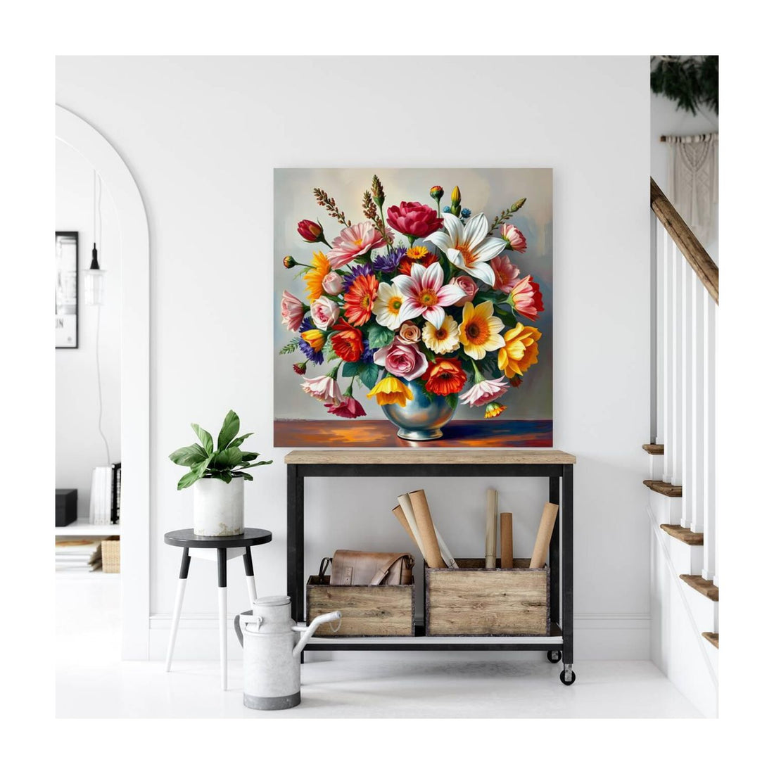 A Vase Of An Array Of Flowers Still Life Print-11901 Visual Wall Art