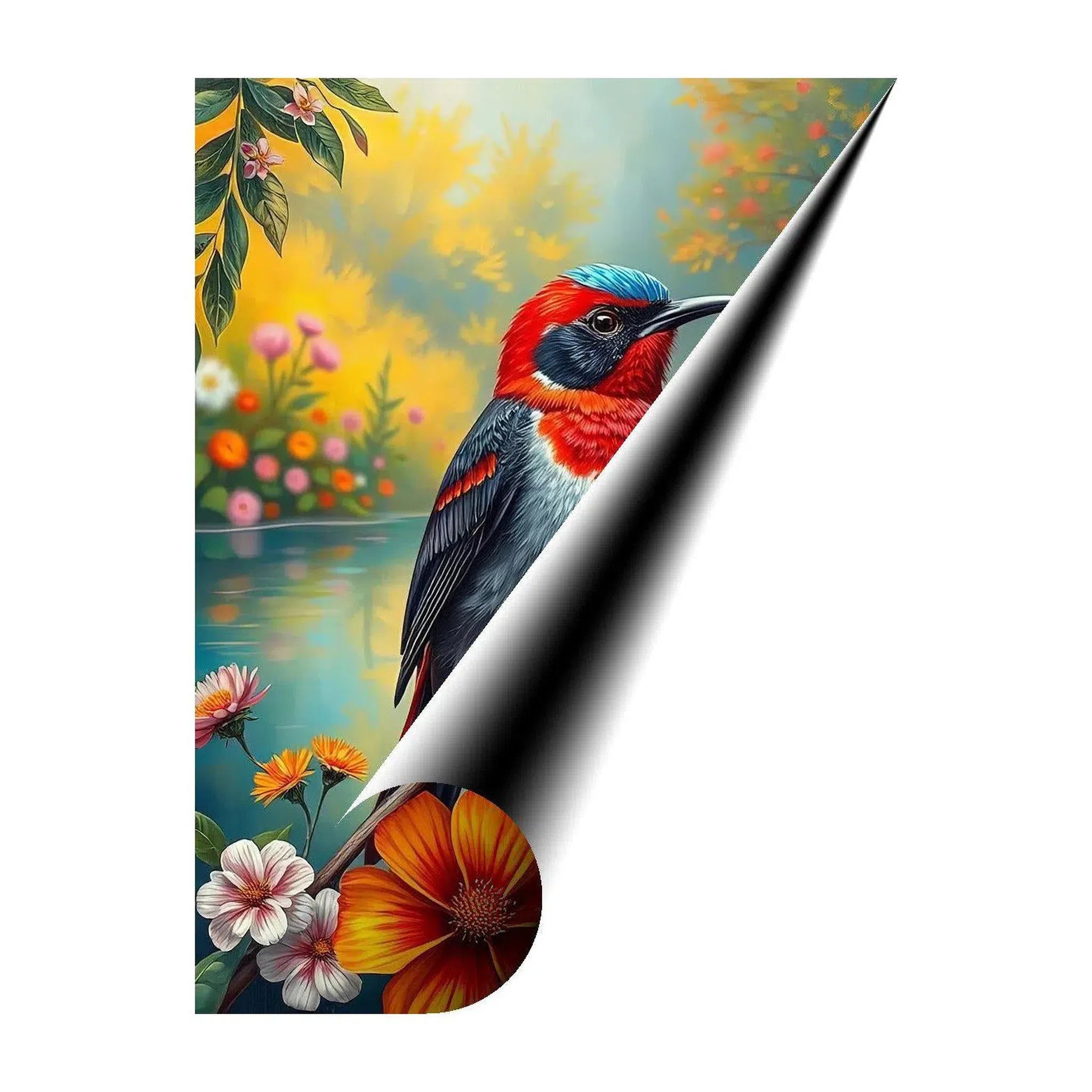 Aethopyga Crimson Sun, Bird Art Print 34250 Giclée Rolled Canvas Print Visual Wall Art