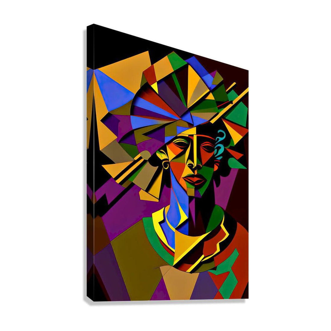 Afro Headwrap, Ethnic Abstract Art Print 23138 Giclée Stretched Canvas Print Visual Wall Art