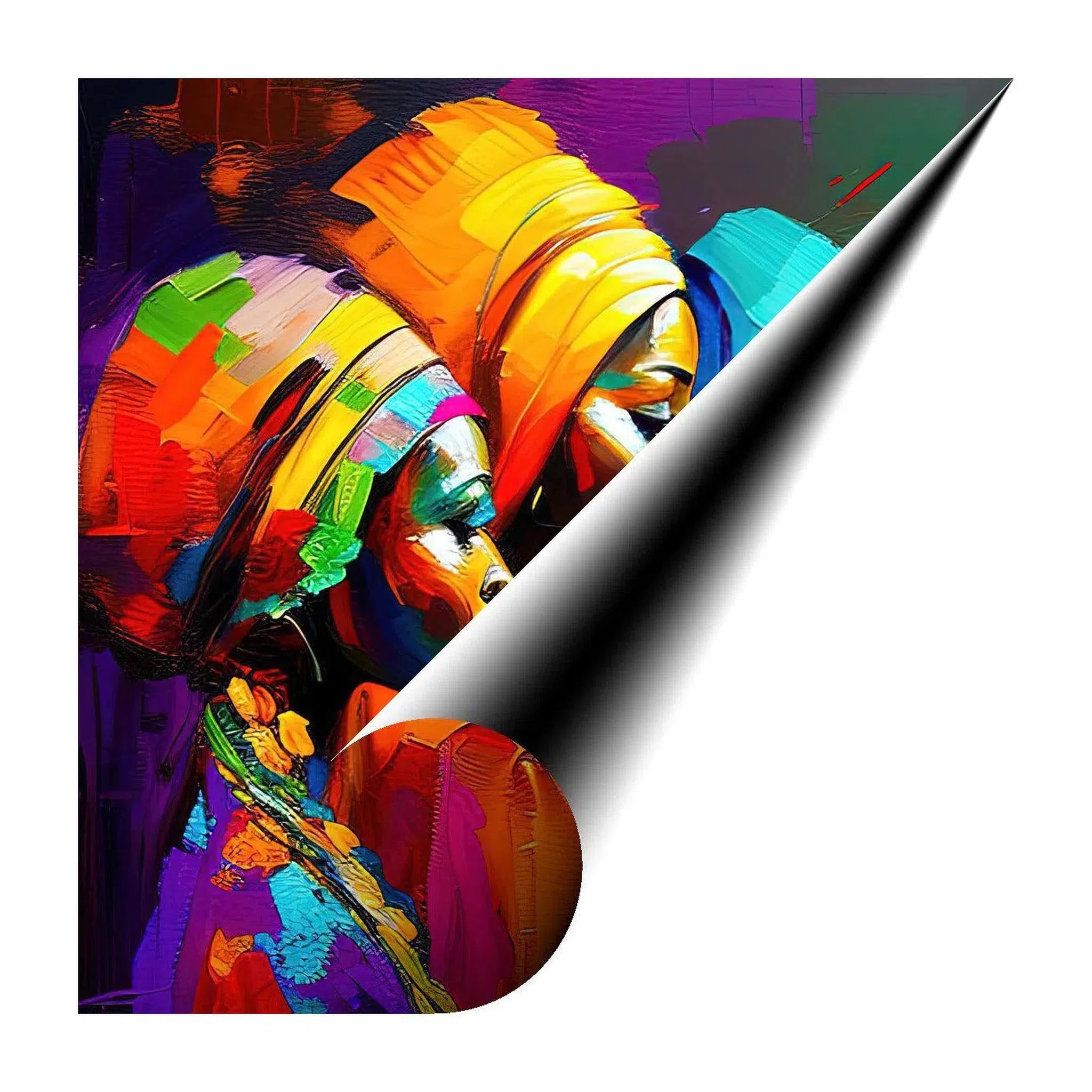 Afro Headwraps, Ethnic Abstract Art Print 11123 Giclée Rolled Canvas Print Visual Wall Art