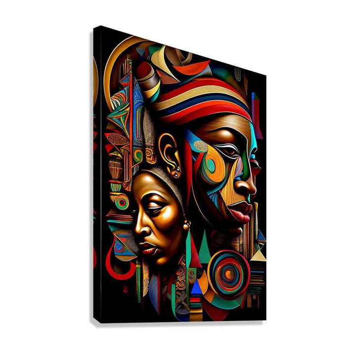 Afro Heritage, Ethnic Abstract Art Print 23155 Giclée Stretched Canvas Print Visual Wall Art