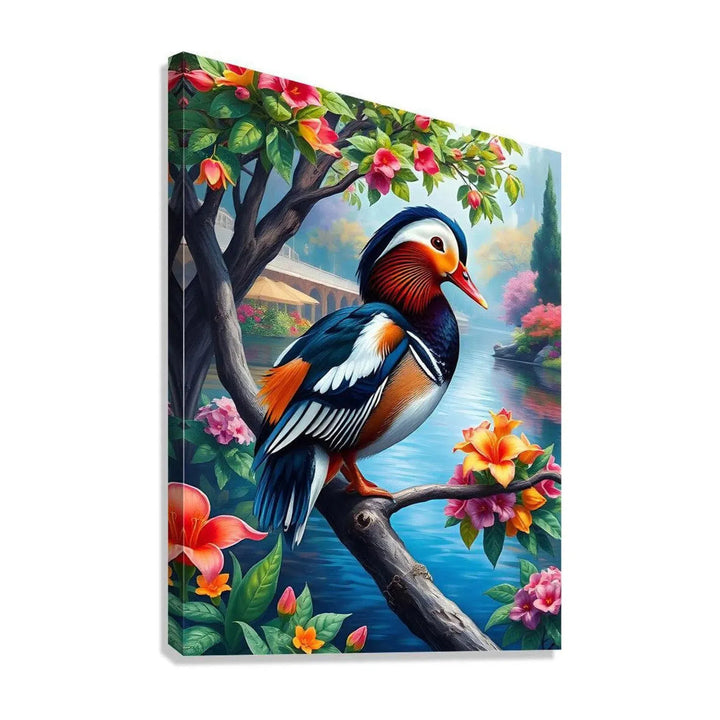 Aix Galericulata Mandarin Duck, Bird Art Print 34222 Giclée Stretched Canvas Print Visual Wall Art