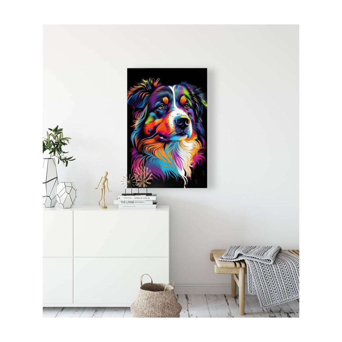 Australian Shepherd Dog , Paw And Claws, Pet Portrait Print 23701 Visual Wall Art