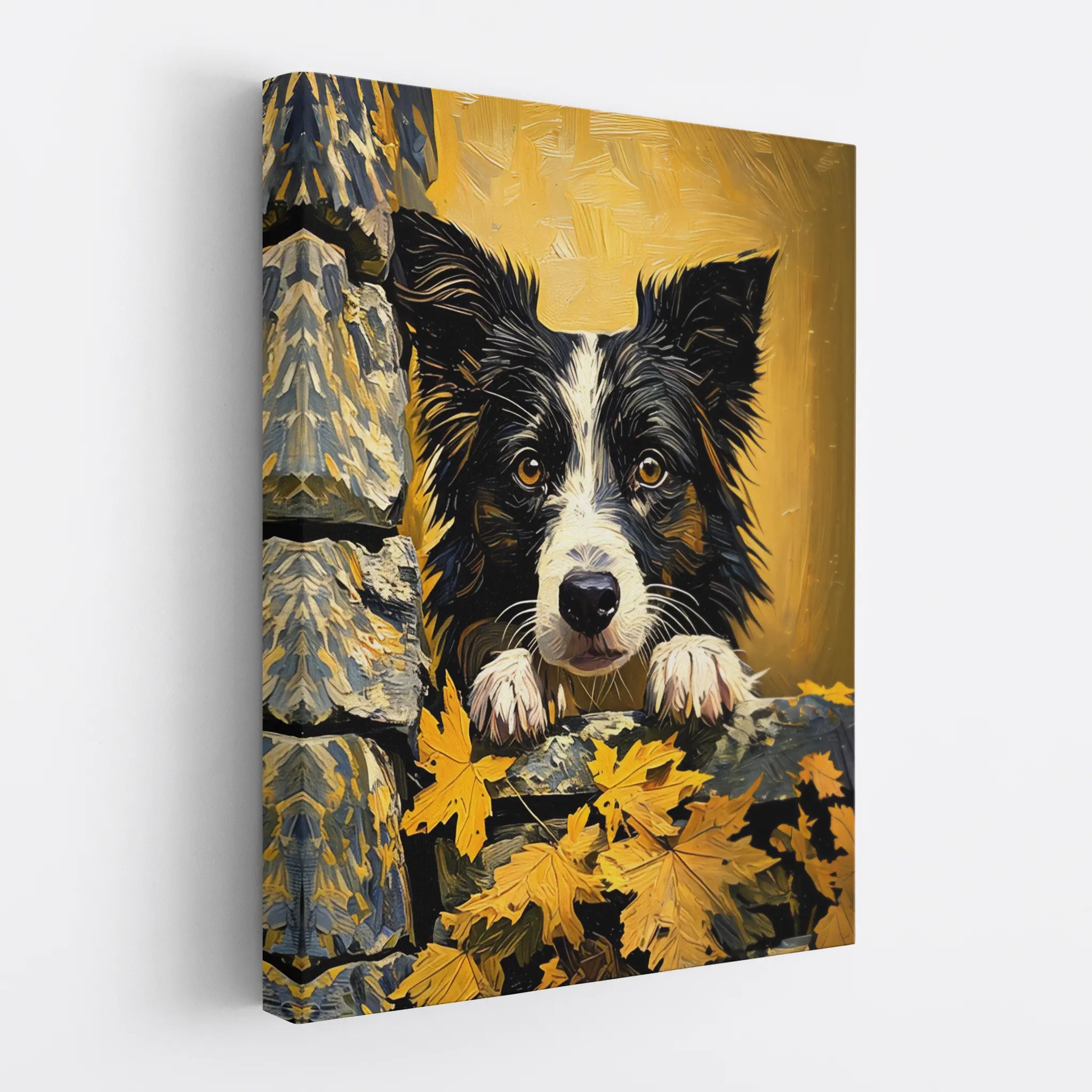 Autumn Border Collie Peek Giclée Print 456005 Visual Wall Art AR3:4V-AR4:5V Giclée Print