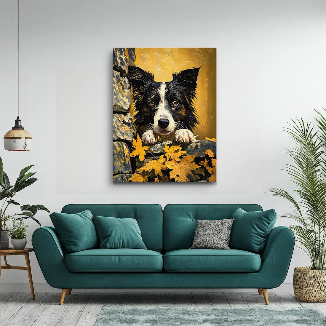 Autumn Border Collie Peek Giclée Print 456005 Visual Wall Art AR3:4V-AR4:5V Giclée Print