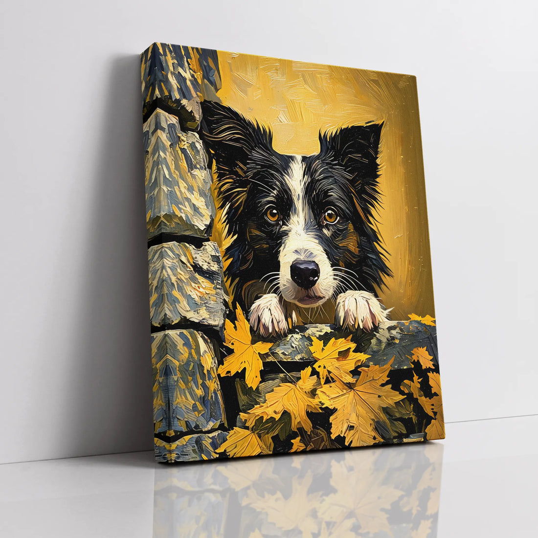 Autumn Border Collie Peek Giclée Print 456005 Visual Wall Art AR3:4V-AR4:5V Giclée Print