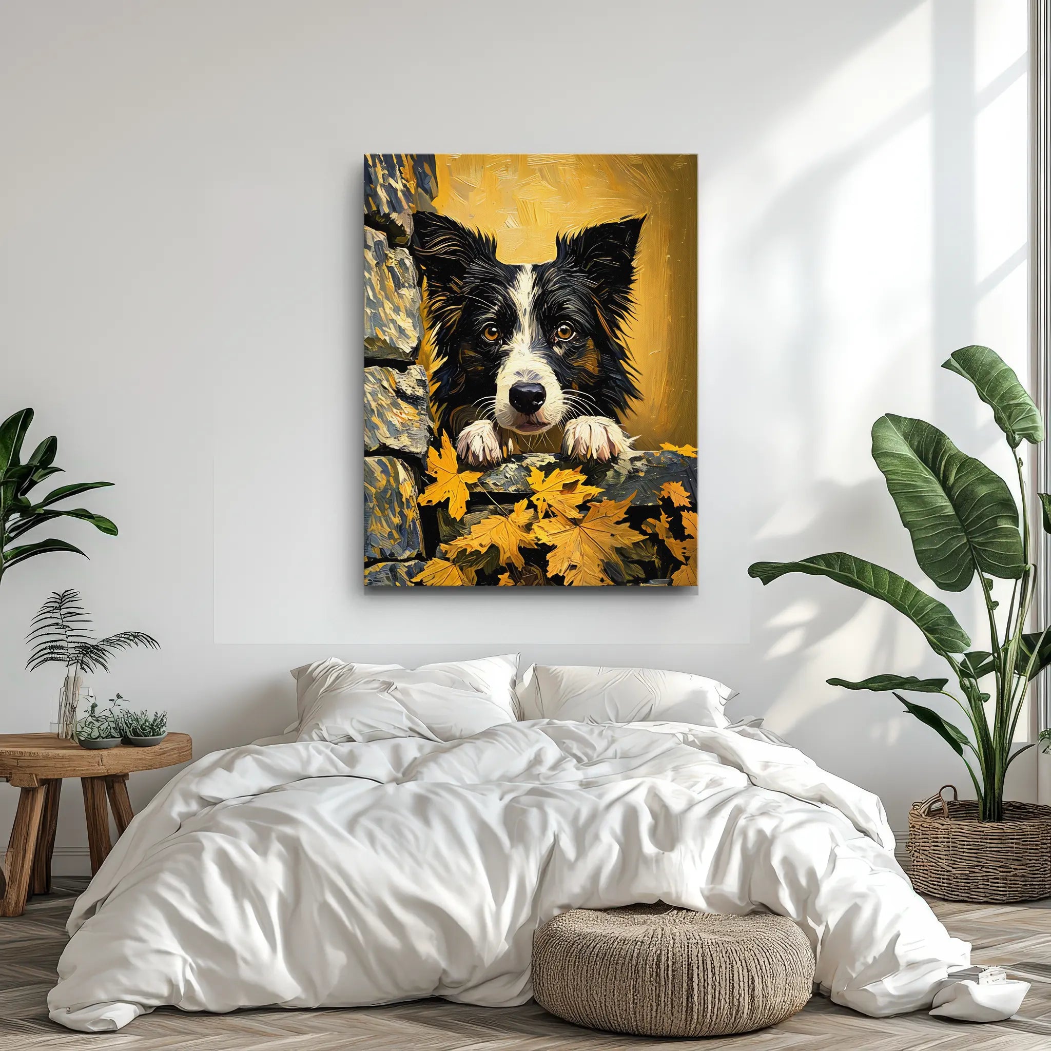 Autumn Border Collie Peek Giclée Print 456005 Visual Wall Art AR3:4V-AR4:5V Giclée Print