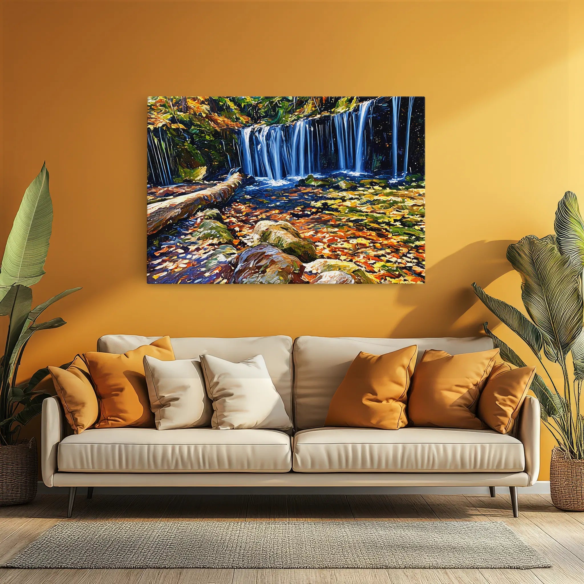 Autumn Waterfall with Fallen Log Giclée Print 323003 Visual Wall Art AR3:2H Giclée Print