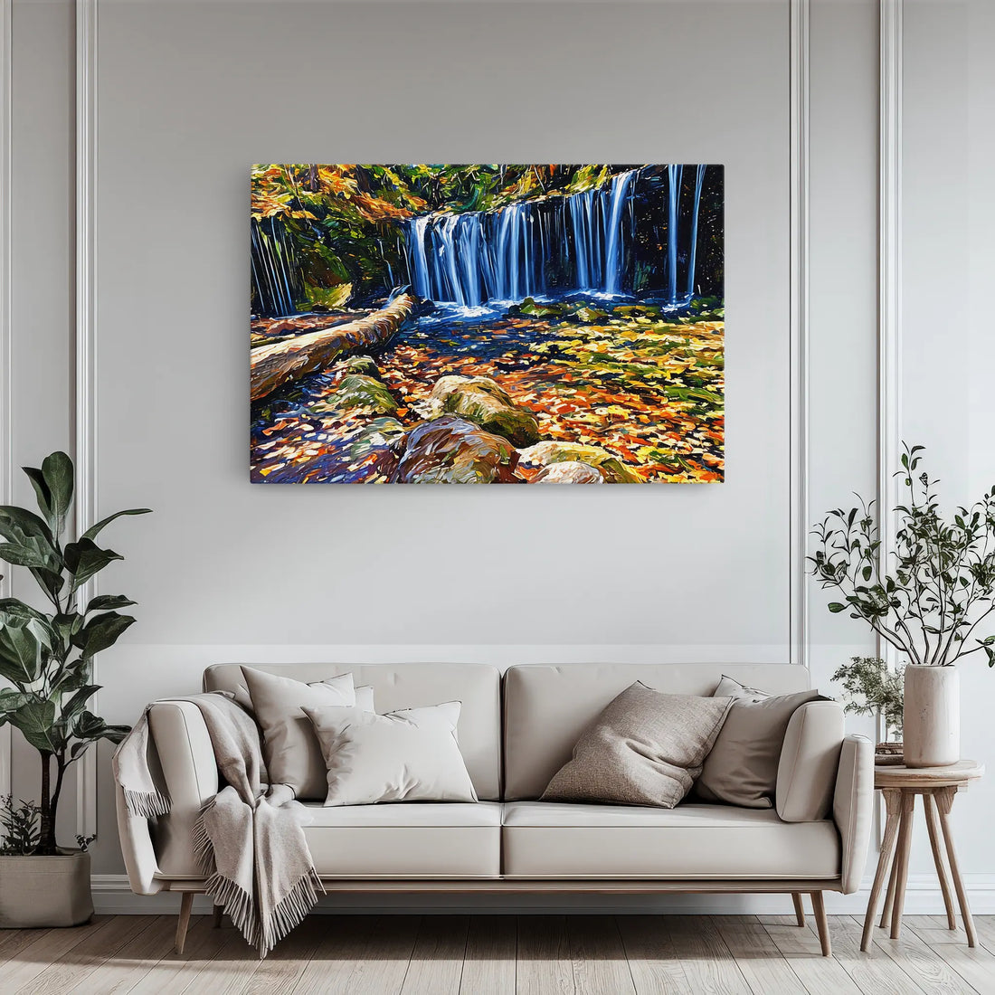Autumn Waterfall with Fallen Log Giclée Print 323003 Visual Wall Art AR3:2H Giclée Print