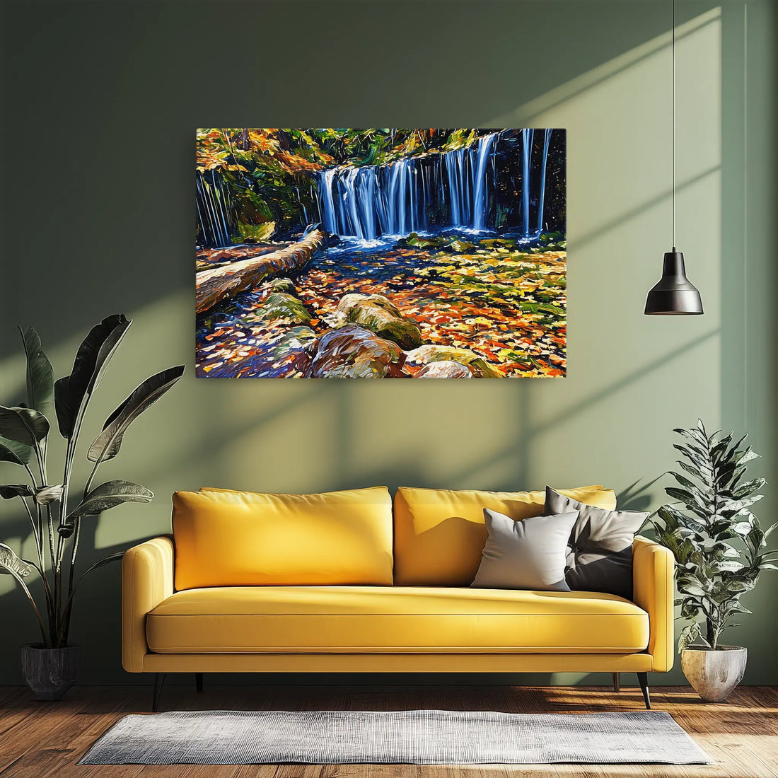 Autumn Waterfall with Fallen Log Giclée Print 323003 Visual Wall Art AR3:2H Giclée Print