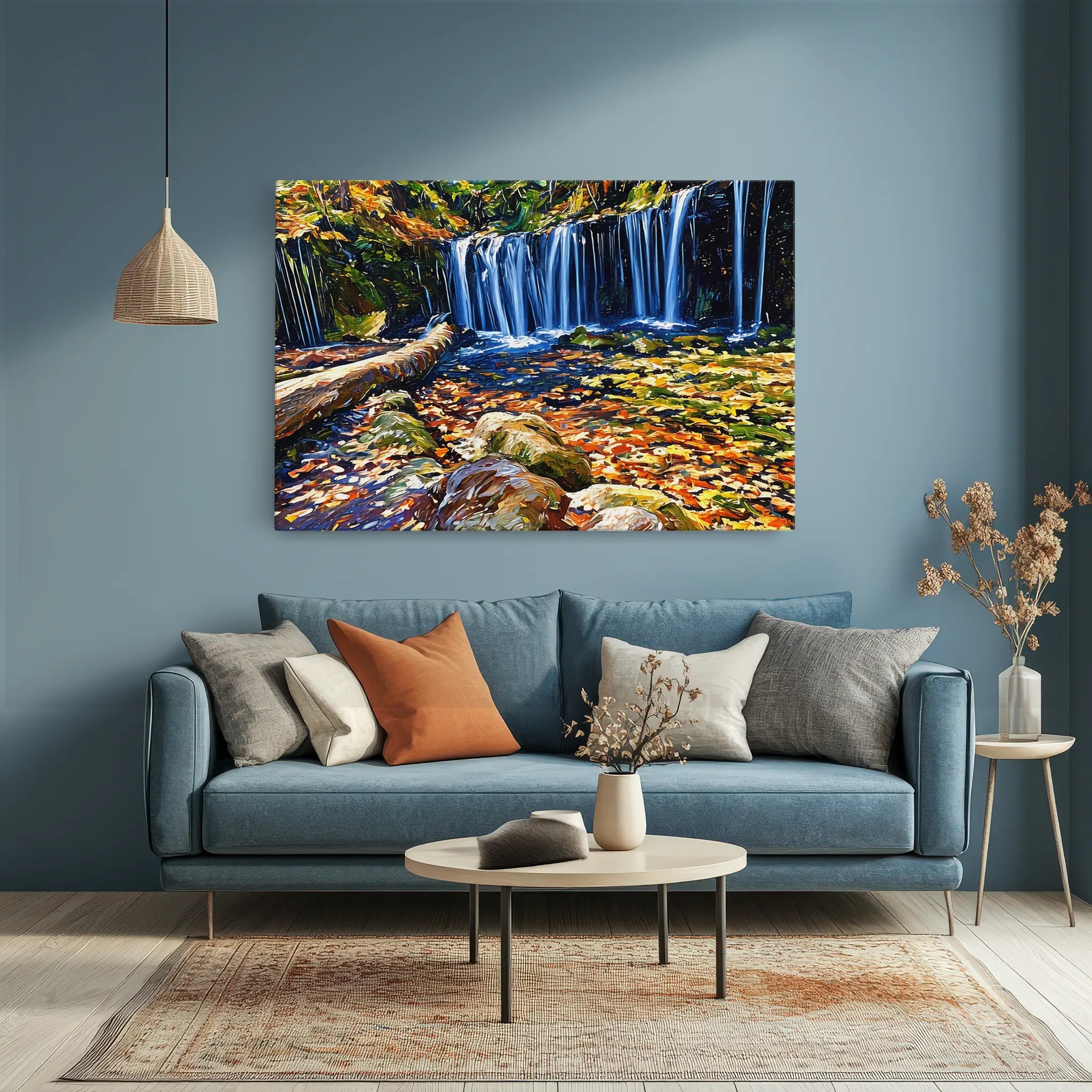 Autumn Waterfall with Fallen Log Giclée Print 323003 Visual Wall Art AR3:2H Giclée Print