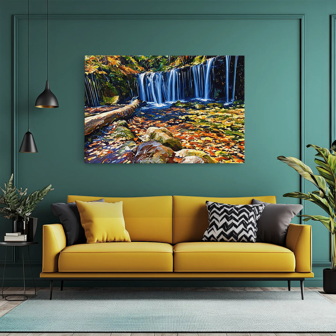 Autumn Waterfall with Fallen Log Giclée Print 323003 Visual Wall Art AR3:2H Giclée Print