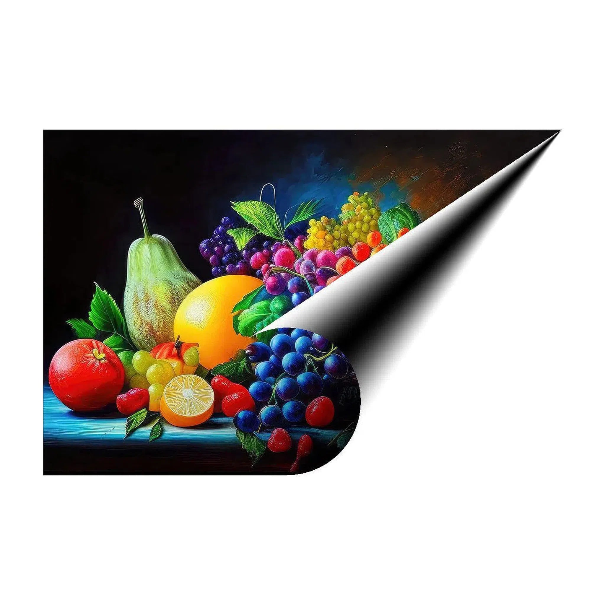 Basket Of Overflowing Fruits, Still Life Nature Art Print 32615 Giclée Rolled Canvas Print Visual Wall Art