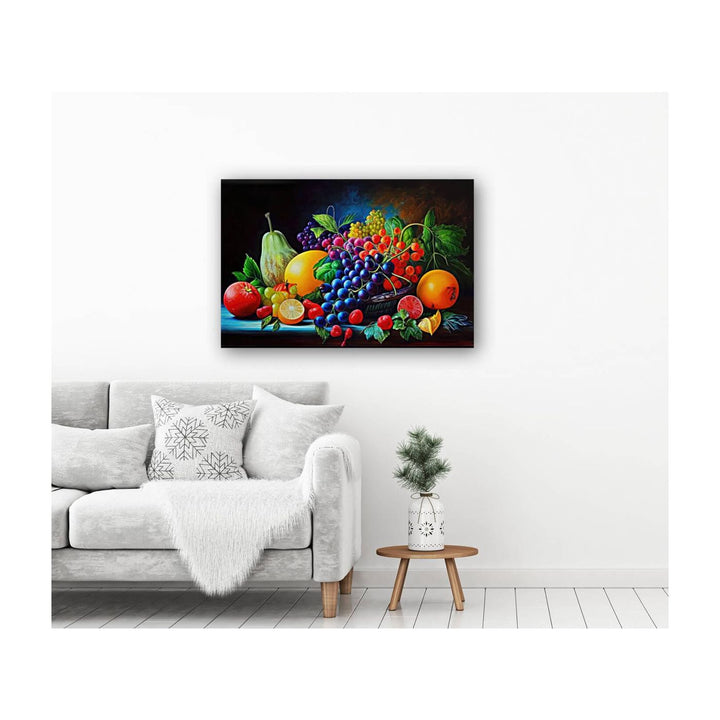 Basket Of Overflowing Fruits, Still Life Nature Art Print 32615 Visual Wall Art